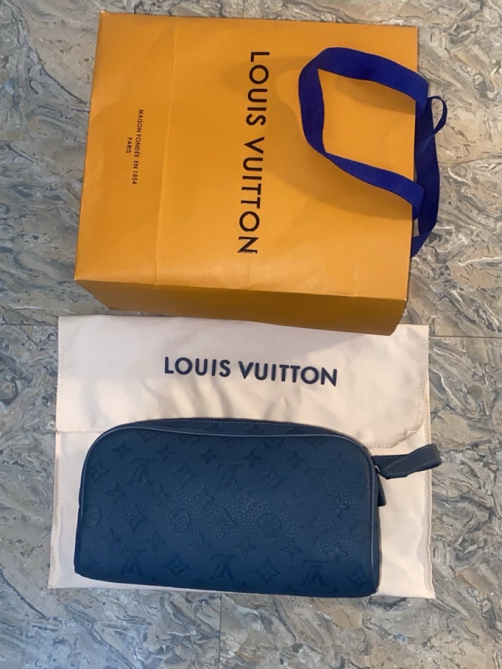 Louis Vuitton Blue Monogram Leather Men’s Dopp Kit Ne - Picture 4 of 5
